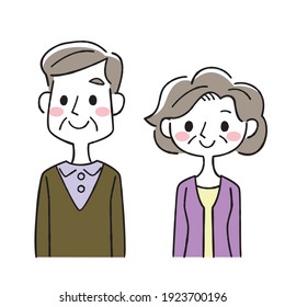 Illustration of a senior couple. Line art illustration.