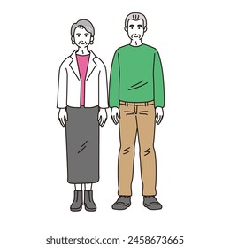 Ilustración de una pareja de ancianos con un toque simple