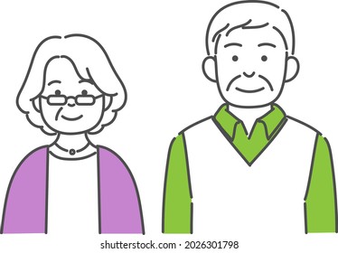 Illustration  of a senior couple. Vector data that is easy to edit.