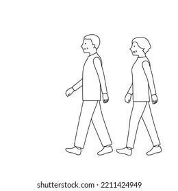 Illustration of a senior couple walking (vector clipping)