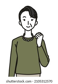 Illustration of senior female in victory pose
