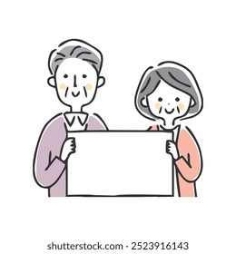 Illustration of a senior holding a message boat.