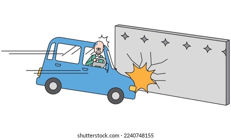 It is an illustration of a senior male driver who causes a single accident.