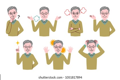 Illustration of a senior male performing a gesture