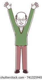 Illustration of a senior male performing a gesture