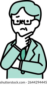 Illustration of a senior male with a troubled expression and pose