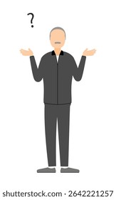 Illustration of a senior man in jersey with his hands outstretched in question, Vector Illustration