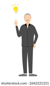 Illustration of a senior man in a jersey in an inspirational pose, Vector Illustration