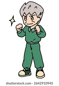 Ilustração de um homem sênior posando com entusiasmo