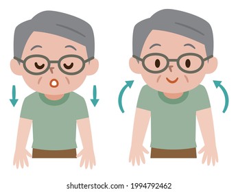 Illustration Of A Senior Man Taking A Deep Breath