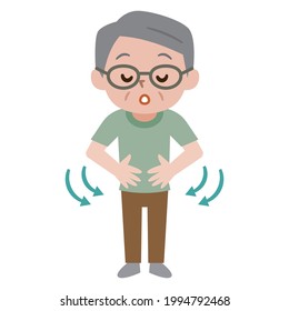 Illustration Of A Senior Man Taking A Deep Breath