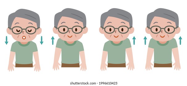 Illustration Of A Senior Man Taking A Deep Breath