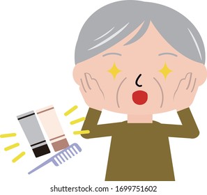 Illustration of senior man who found white hair dye
