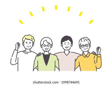 Illustration of a senior men with shoulders. vector.