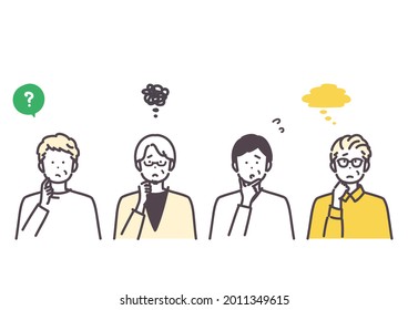 Illustration of senior men in trouble. vector.