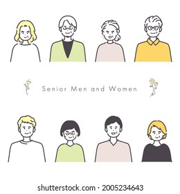 Illustration of senior men and women. vector.