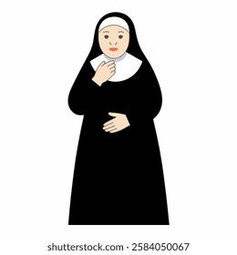 Illustration of a Senior Nun, Perfect for Wisdom, Devotion, and SpiritualThemed Art A senior nun with a wise and serene expression, representing experience, devotion, and faith