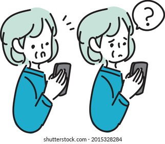 Illustration of a senior operating a smartphone