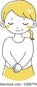Illustration of a senior woman bowing
