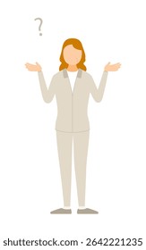Illustration of a senior woman in jersey with his hands outstretched in question, Vector Illustration