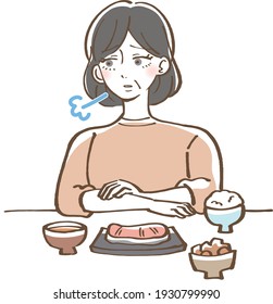 Illustration einer älteren Frau ohne Appetit 