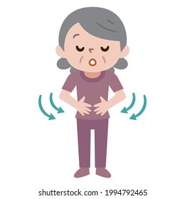 Illustration Of A Senior Woman Taking A Deep Breath