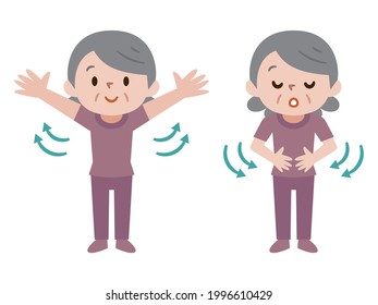 Illustration Of A Senior Woman Taking A Deep Breath