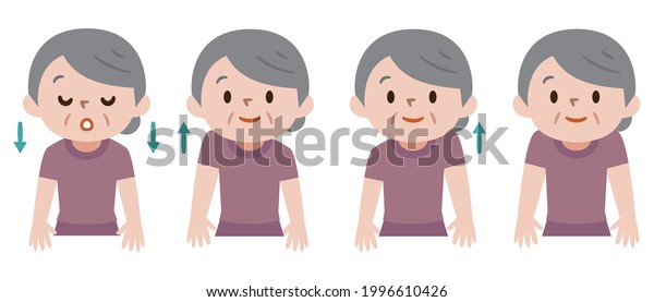 Illustration Senior Woman Taking Deep Breath Stock Vector (Royalty Free ...