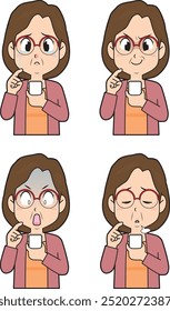 Illustration of a senior woman using a smartphone