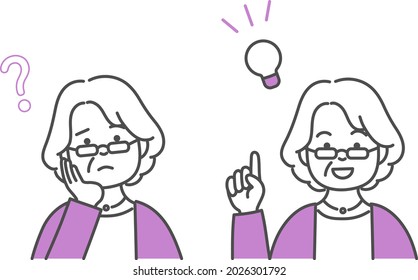Ilustración de una anciana. Datos vectoriales fáciles de editar.