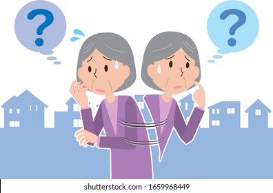 Illustration of a senior woman wandering with dementia