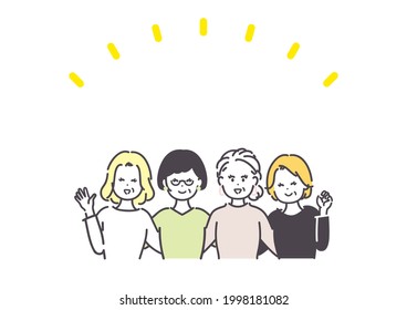 Illustration of a senior women with shoulders. vector.