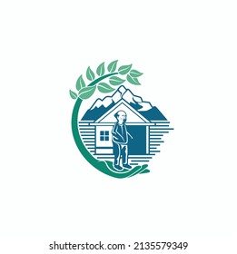 illustration of seniors and their homes, vector art.