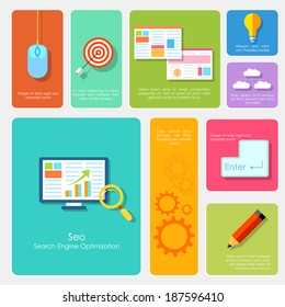 ilustración del concepto SEO en estilo plano