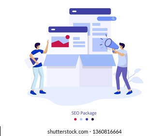 illustration SEO Package concept, can be used for onboarding mobile apps, landing page web, banners, promotions. vector-illustration