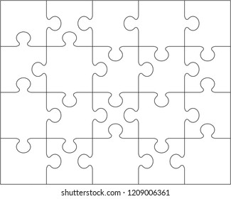 Illustration of separate parts of white puzzle