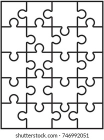 Illustration of separate parts of white puzzle