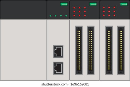 A illustration of a sequencer that controls factory equipment.