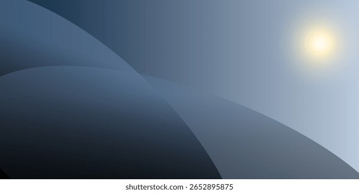 Ilustración de una vista serena de una luna creciente contra un cielo nocturno degradado con estrellas visibles. eps 10.