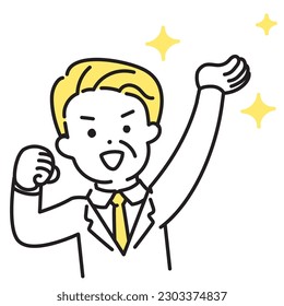 Illustration series of cute people _ office worker _ Senior_ Lift