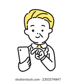 Illustration series of cute people _ office worker _ Senior_ fun