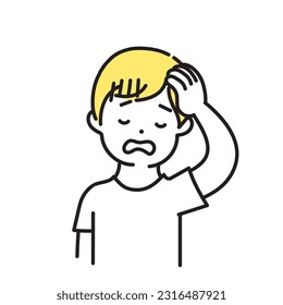 Illustration series of cute people _ casual men_ Headache