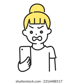Illustration series of cute people _ Women in casual clothes_ angry