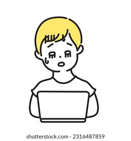 Illustration series of cute people _Men in casual clothes _ tired