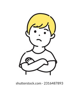 Illustration series of cute people _Men in casual clothes _ Thinking