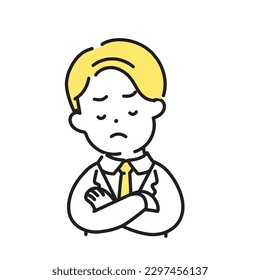 Illustration Series of Cute Person _ Male Office Worker_ Thinking