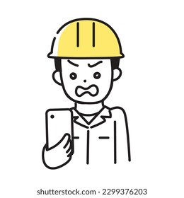 Illustration Series of Cute Person _ Male worker _ Get angry