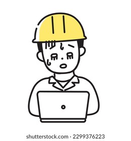 Illustration Series of Cute Person _ Male worker_ tired