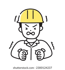 Illustration Series of Cute Person _ Male worker _ Withstanding