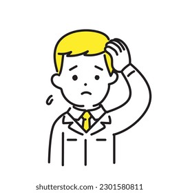 Illustration Series of Cute Person _ Male engineer_ In trouble